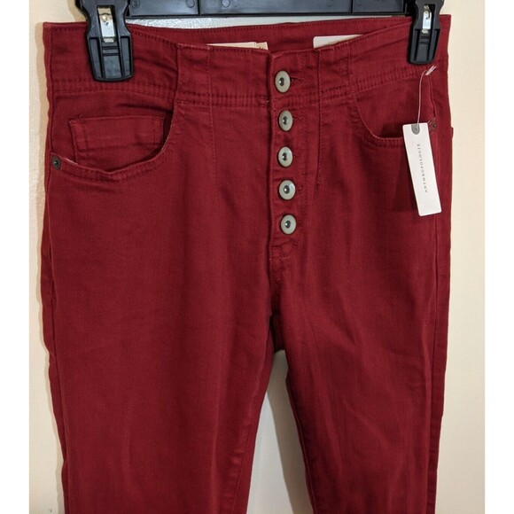 Anthropologie Pilcro and the Letterpress Jean Red Skinny Button Fly Mid Rise 24 - Picture 7 of 13